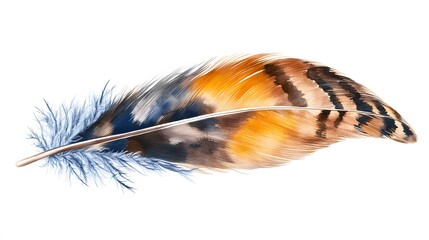 Vibrant Watercolor Bird Feather Illustration