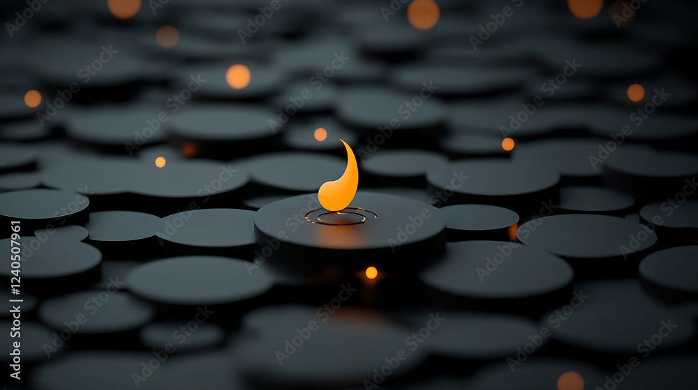 Poster dynamic flow of illuminating patterns across a fluid surface abstract art digital design studio envi