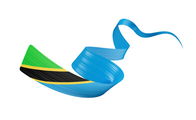 3d Flag Of Tanzania 3d Shiny Waving Tanzania Ribbon Flag On White Background 3d Illustration