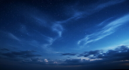 Beautiful Evening Sky with Stars and Gentle Cloud Patterns
