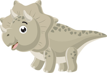 Cartoon little triceratops on white background
