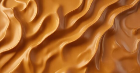 Obraz premium Rich abstract caramel butterscotch background with wavy fudge texture, sweet, wavy fudge
