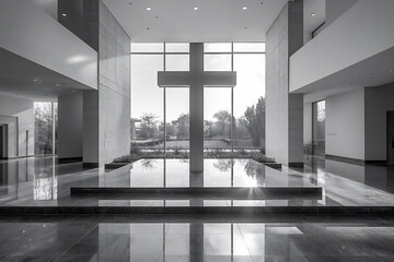  cross in modern atrium