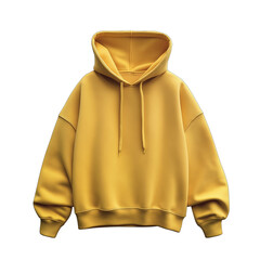 yellow oversized hoodie with thumbhole cuffs isolated on transparent white background