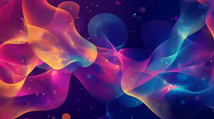 Obraz premium Abstract Swirling Neon Lines with Glowing Particles