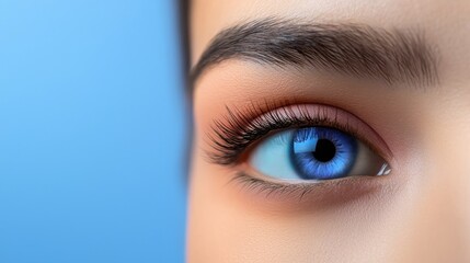 Naklejka premium Close-up eye portrait studio setting realistic photography calm environment detailed view ai-powered techniques for visual impact