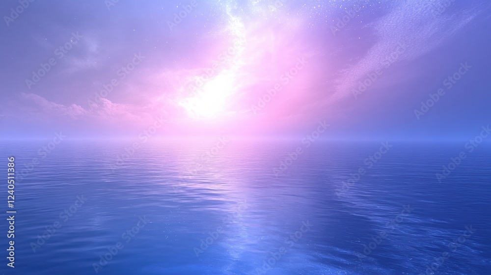 Poster vibrant dawn reflects on still waters creating a serene and peaceful atmosphere in a coastal locatio