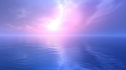 Obraz premium Vibrant dawn reflects on still waters creating a serene and peaceful atmosphere in a coastal location during early morning. Generative AI