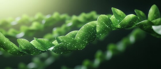 Bio-Inspired Tech Visualization Green Leaf Circuitry with Ambient Glow - IT Industrys Nature-Inspired Innovation for Sustainable Design and Digital Aesthetics