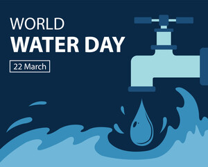 illustration vector graphic of water drips from the faucet, perfect for international day, world water day, celebrate, greeting card, etc.