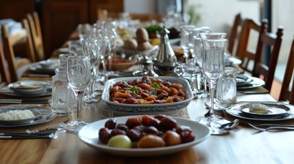 Naklejka premium A Lavish Feast: A Table Set for a Grand Celebration