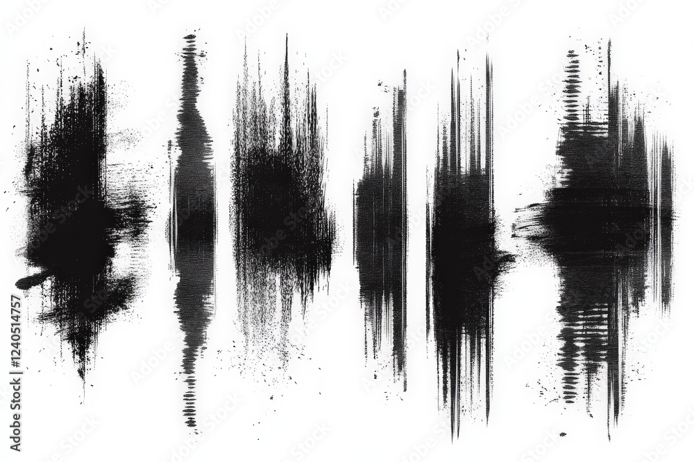 Aufkleber Unique abstract soundwave pattern showcasing variations in amplitude and frequency levels captured in monochrome