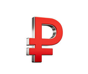 Bold Vibrant Red Ruble Currency Symbol With Sleek Metallic Gleam 3D Illustration