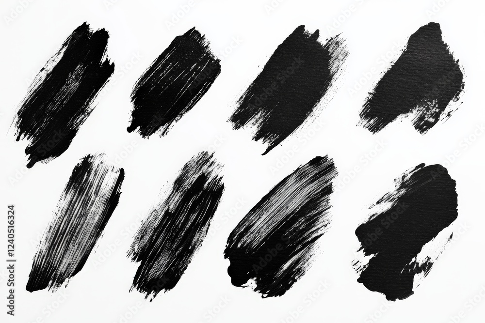 Poster various brush strokes in black and white on canvas showcasing artistic texture and contrast in a cre