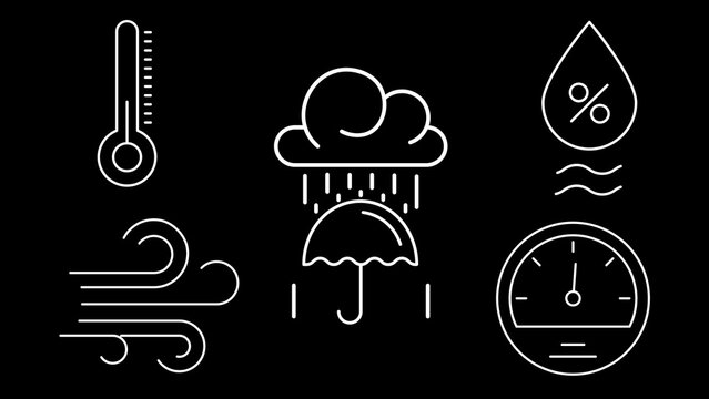 Basic Weather Measurement Line Icons