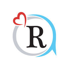 Initial Love Logo combine with letter R vector template