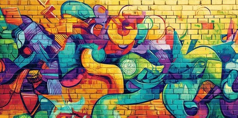 Obraz premium Vibrant Graffiti Art on a Brick Wall