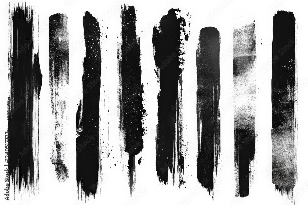 Fototapete artistic black and white brush strokes create a dynamic visual effect on a canvas
