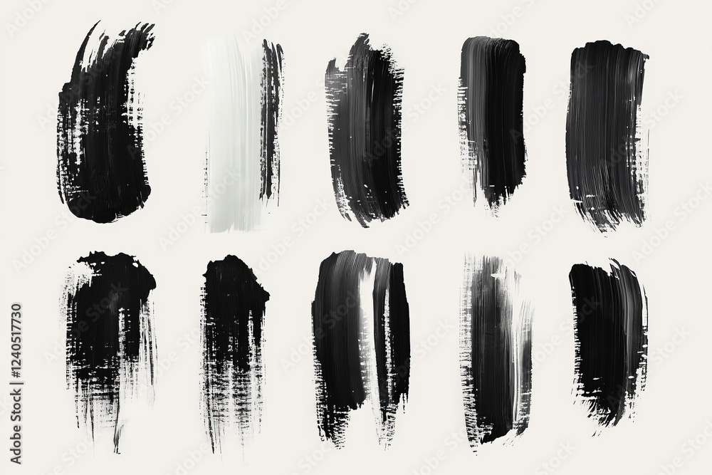 Poster abstract black and white paint strokes arranged in a creative composition for artistic expression