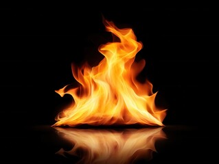 Fototapeta premium Flames reflecting on black background
