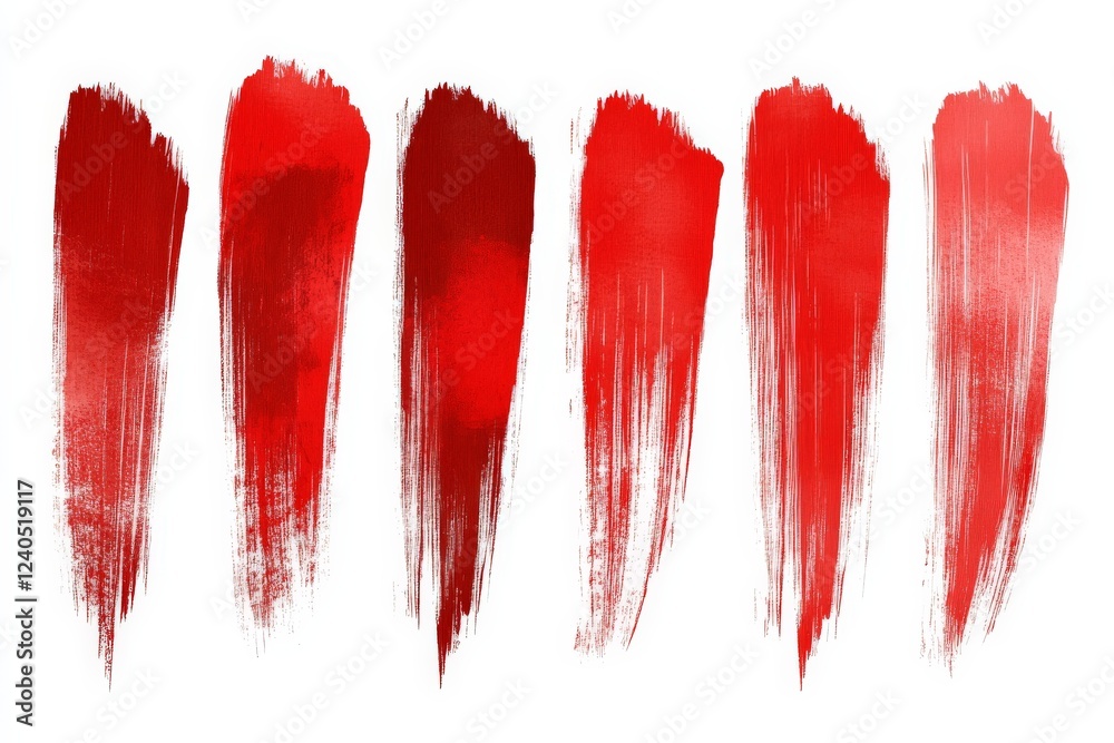 Poster various shades of red paint strokes displayed on a white background for artistic inspiration and col