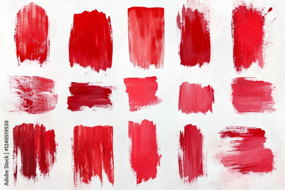 Poster variety of red paint swatches displayed on canvas in an artistic arrangement for color exploration a