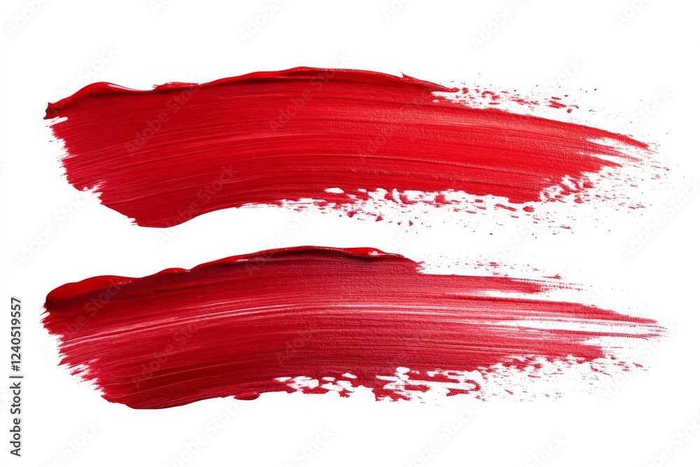 Aufkleber bright red paint strokes creating a bold and vibrant artistic effect on a clean white background
