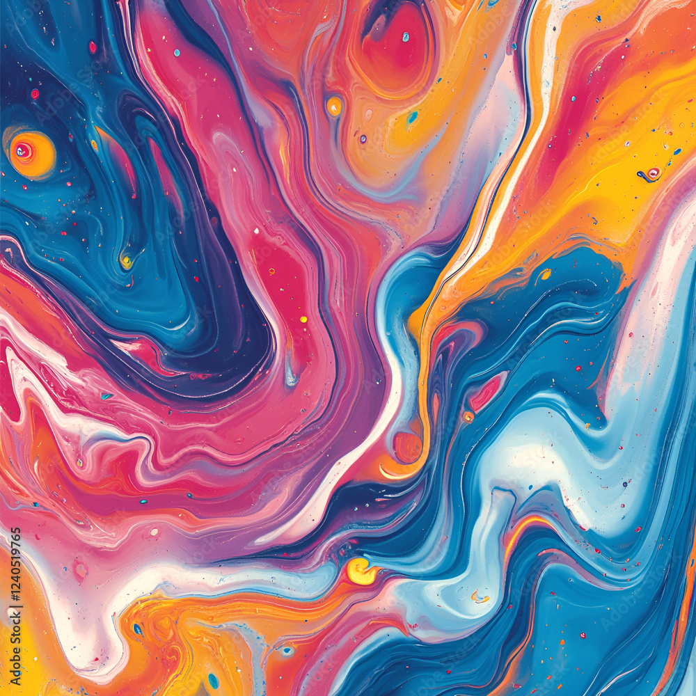 Poster abstract liquid swirls: this is an abstract image showcasing swirling patterns and vibrant, harmonio