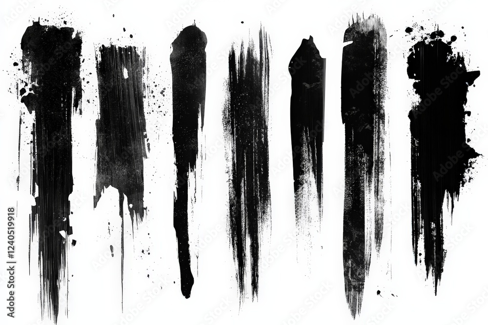Poster abstract black brush strokes on white background showcasing artistic textures and dynamic movement i