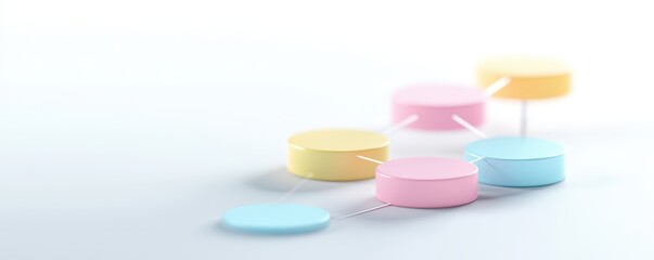 Fototapeta premium Pastel-colored cylinders connected in minimalist design