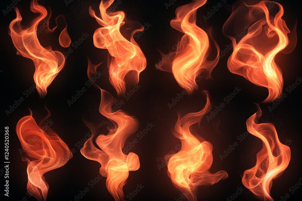 Aufkleber vibrant flames dance against a dark background creating an abstract visual display of fire's beauty 