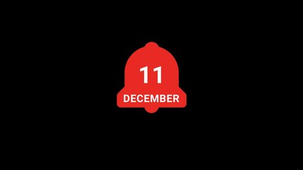 11 December date on Notification bell Animation