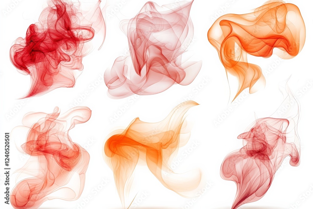 Poster colorful swirls of red and orange smoke create an artistic display against a clean background