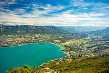 Fototapeta premium Bourget Lake, France seen from Dent du Chat