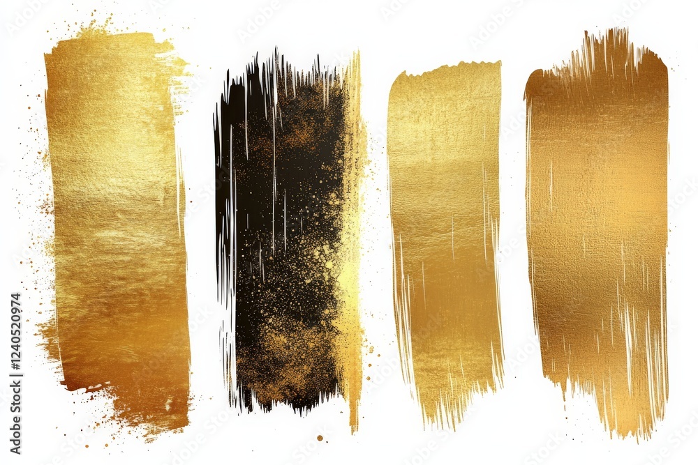 Poster Abstract golden brush strokes showcasing artistic textures and patterns for creative design themes