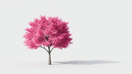 Fototapeta premium Vibrant pink tree in bloom on clear day