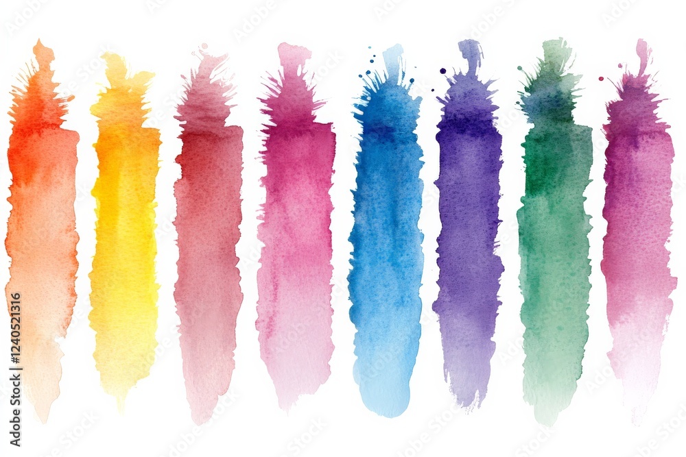 Poster colorful watercolor strokes create vibrant patterns for artistic projects and designs