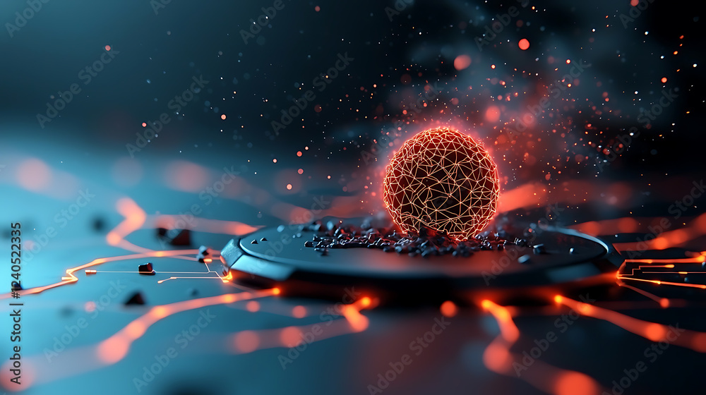 Poster dynamic pulses of electric energy creating intricate patterns digital realm 3d visualization abstrac