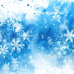 Snowflakes on Blue Background, Winter Wonderland, Abstract Art, Cool Tones, Frosty Design, Seasonal Decor, Holiday Aesthetic, copy space for text