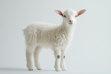 Obraz premium Adorable White Lamb, Studio Shot: Pure Innocence and Fluffy Charm