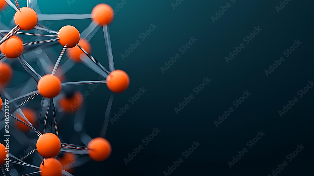 Poster dynamic molecular structure visualization abstract laboratory digital artwork dark background close-