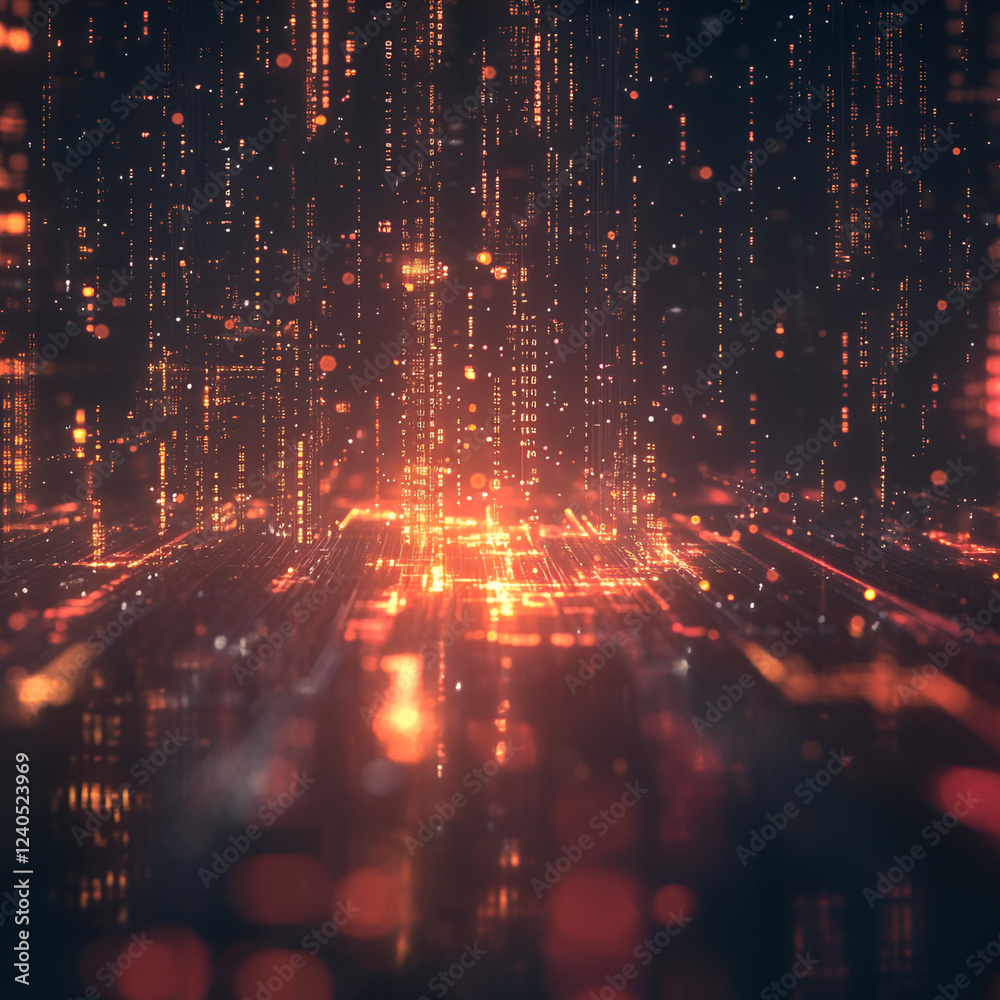 Poster digital matrix: a mesmerizing digital matrix, showcasing the intricate flow of data streams in a fut