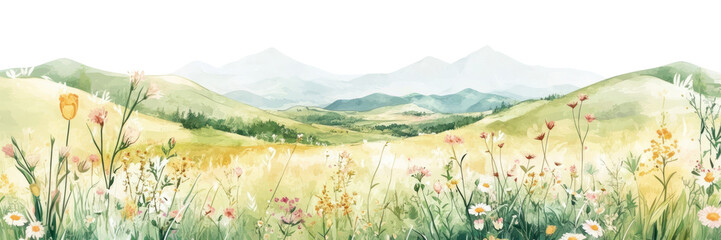 PNG Nature in Watercolor flowers nature illustration.