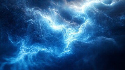 Abstract blue lines, iridescent design, 3d render, Generative AI
