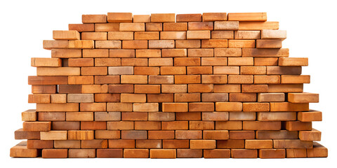 Fototapeta premium Stacked Red Bricks on White Background