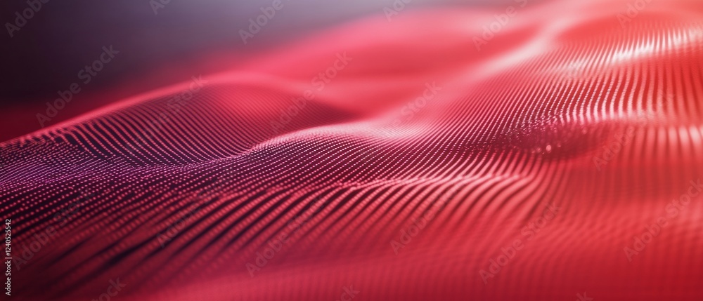 Poster Holographic Wave Texture Vibrant Red Abstract Surface for Dynamic Marketing Concepts and Futuristic Design in Tech-Driven Innovation Campaigns