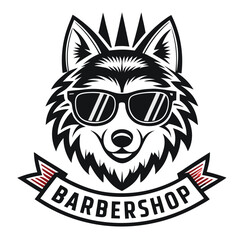 Wolf barbershop logo design