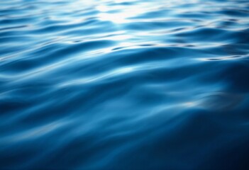 Gentle Ripples Dance Across the Surface of the Tranquil Blue Water at Sunset. Generative AI