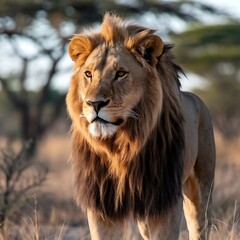Fototapeta premium Stunning Close-up of a Lion's Face with Intense Expression