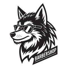 Wolf barbershop logo template